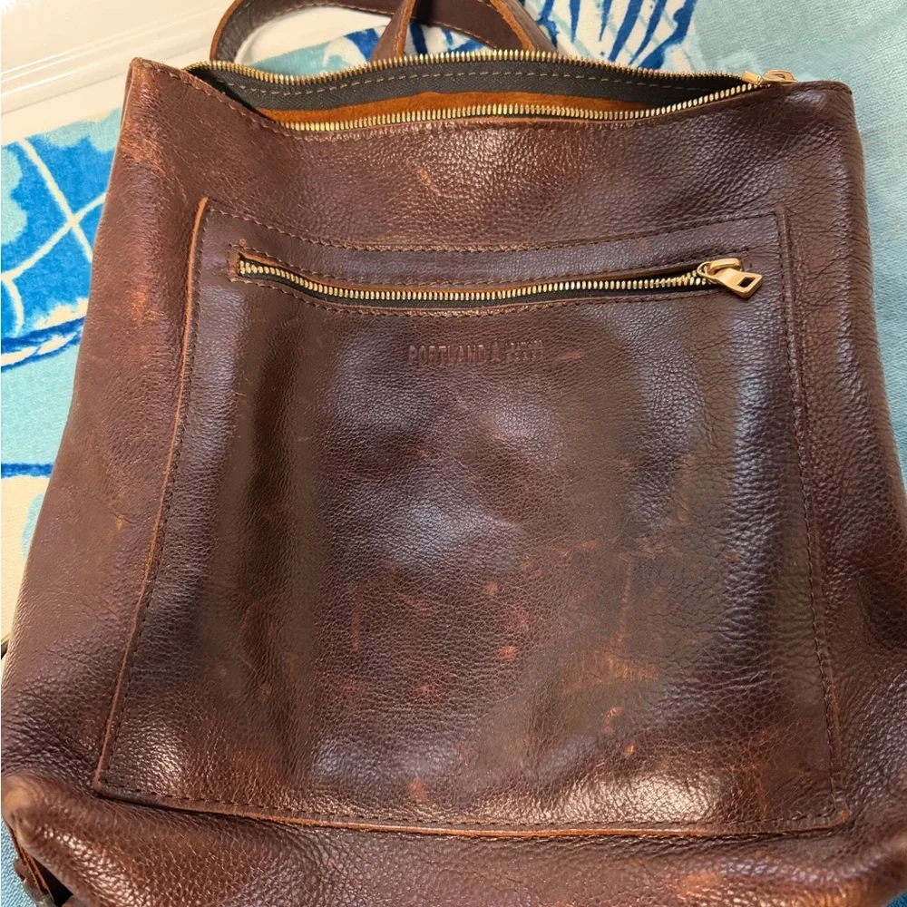 Portland Leather Small Tote Backpack in Coldbrew with Gold Hardware
